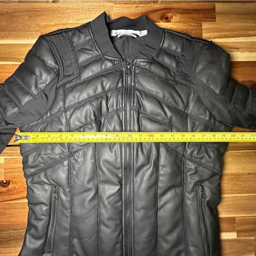 NWT! blanc noir Black Quilted Leather Jacket - Picture 11 of 15